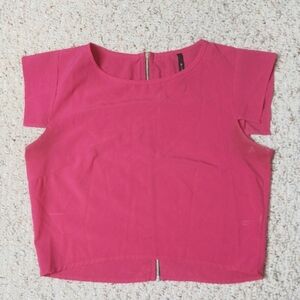 Pink Cap Sleeve Crop Blouse